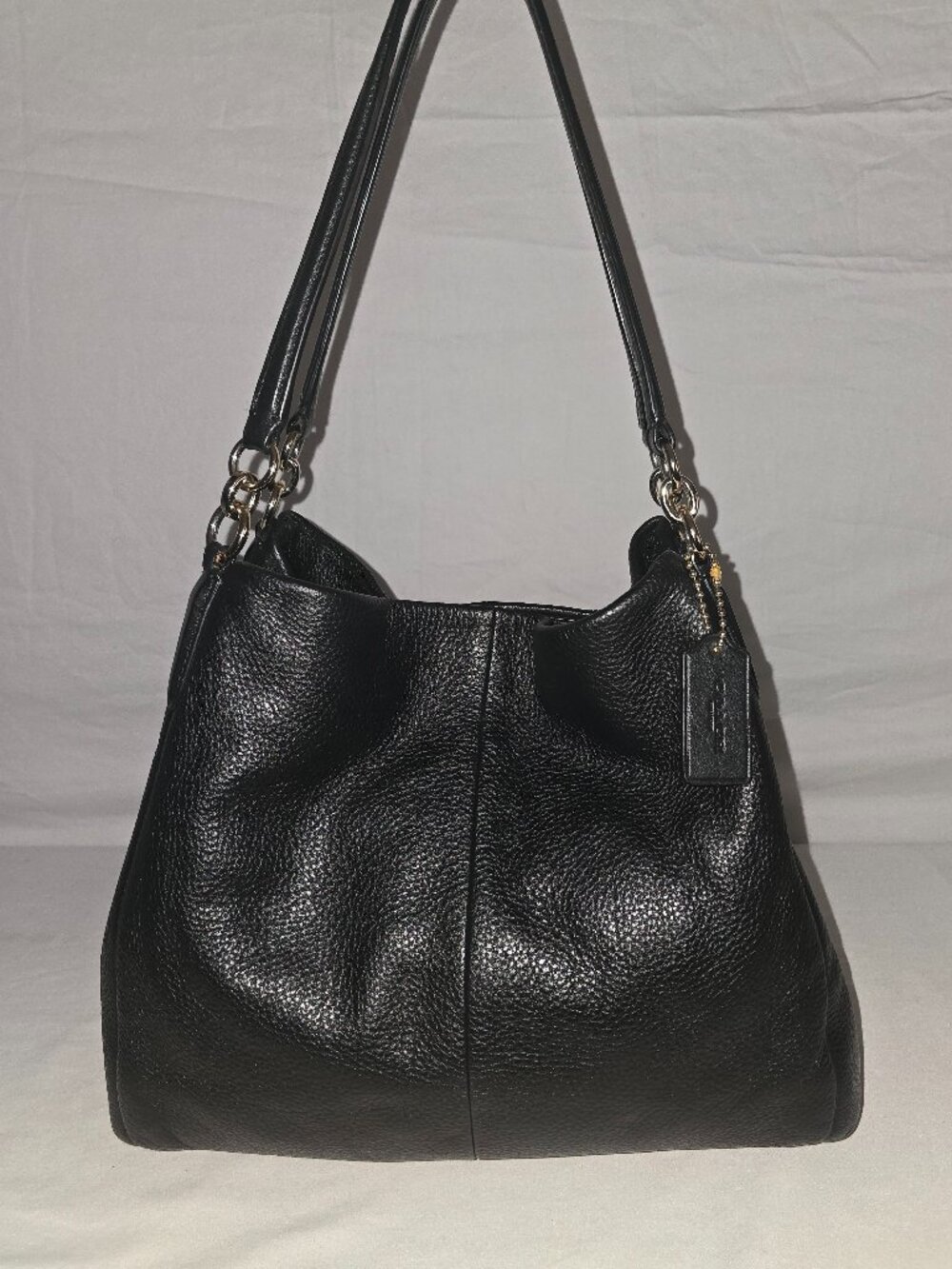 Coach F35723 Madison Phoebe Black Pebbled Leather 3 Compartment Shoulder Bag